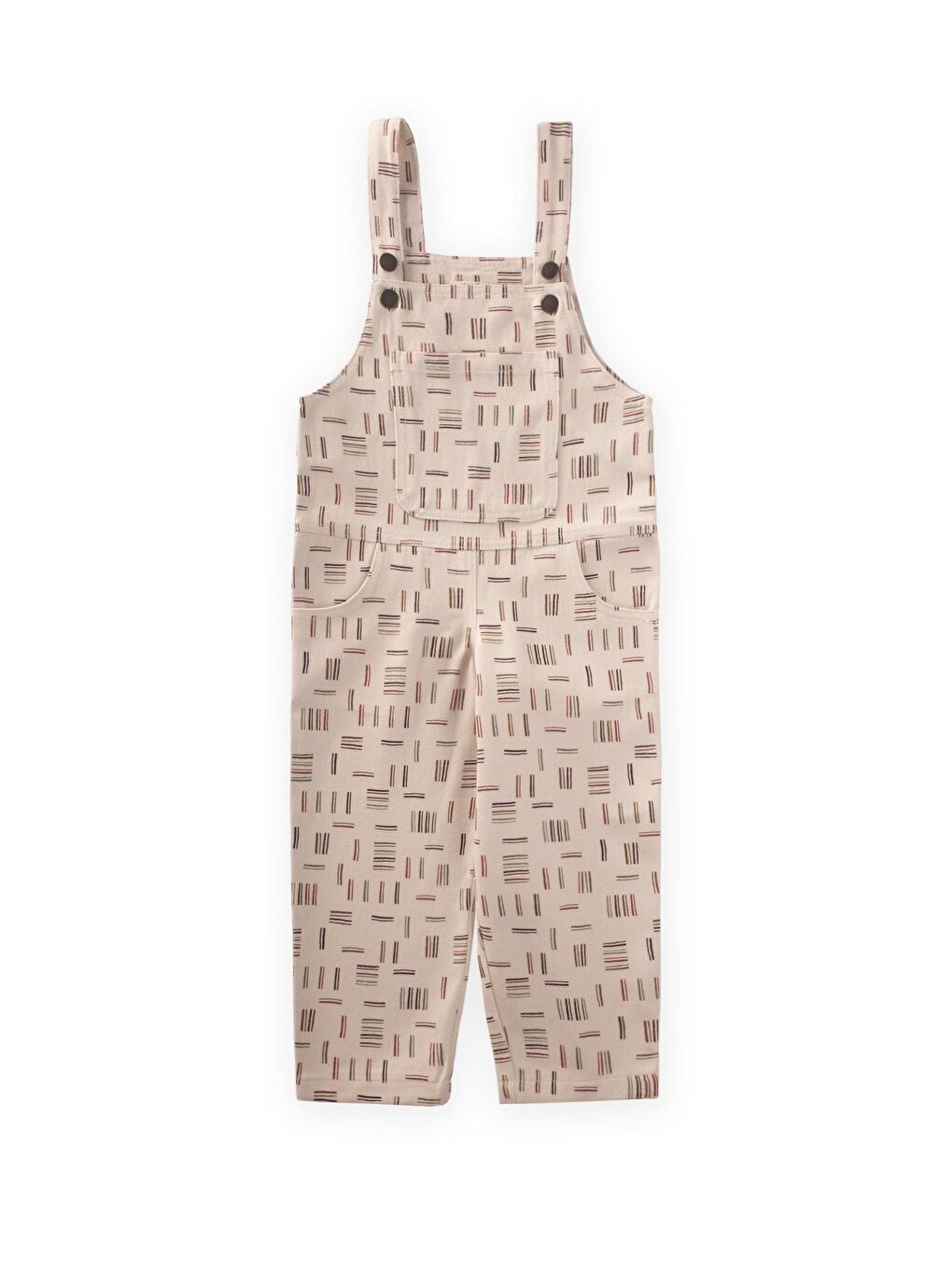 Desenli Gabardin Salopet 2-7 Yaş Ekru Çizgili