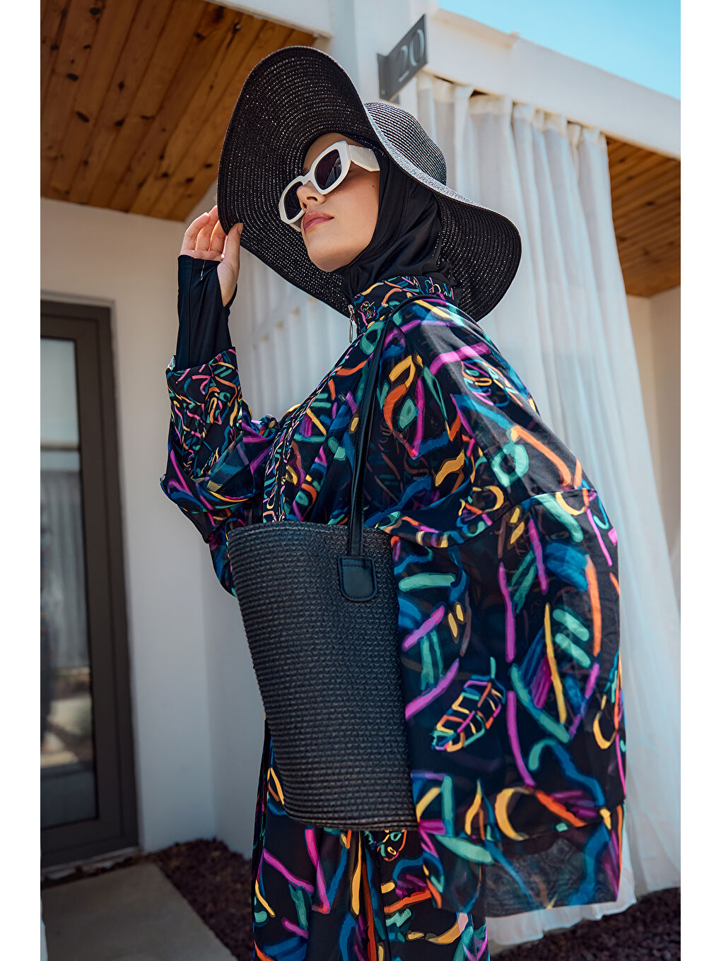 Hasır Çanta Plaj Çantası 025 Siyah-3