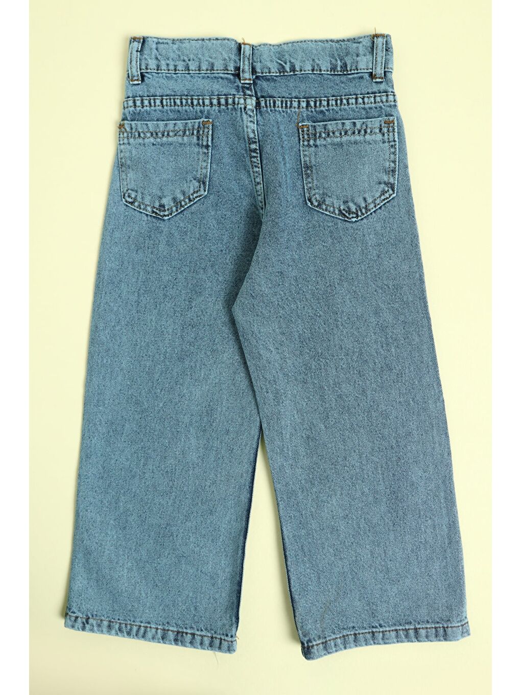 Mavi Beli Ayarlanabilir Nakışlı Taşlı Kız Çocuk Palazzo Pantolon-3