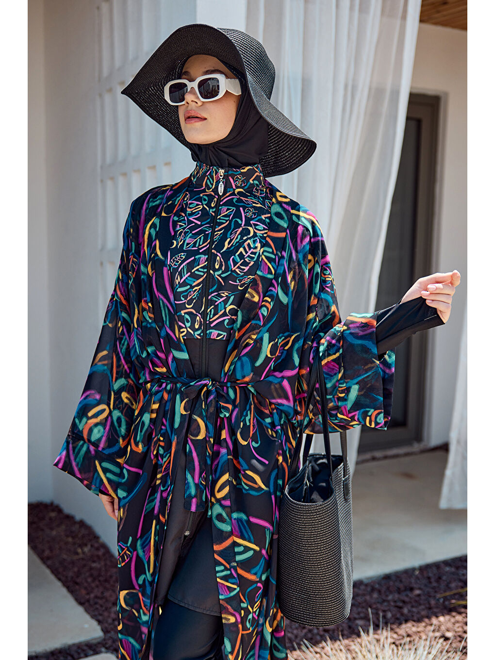 Hasır Çanta Plaj Çantası 025 Siyah-4