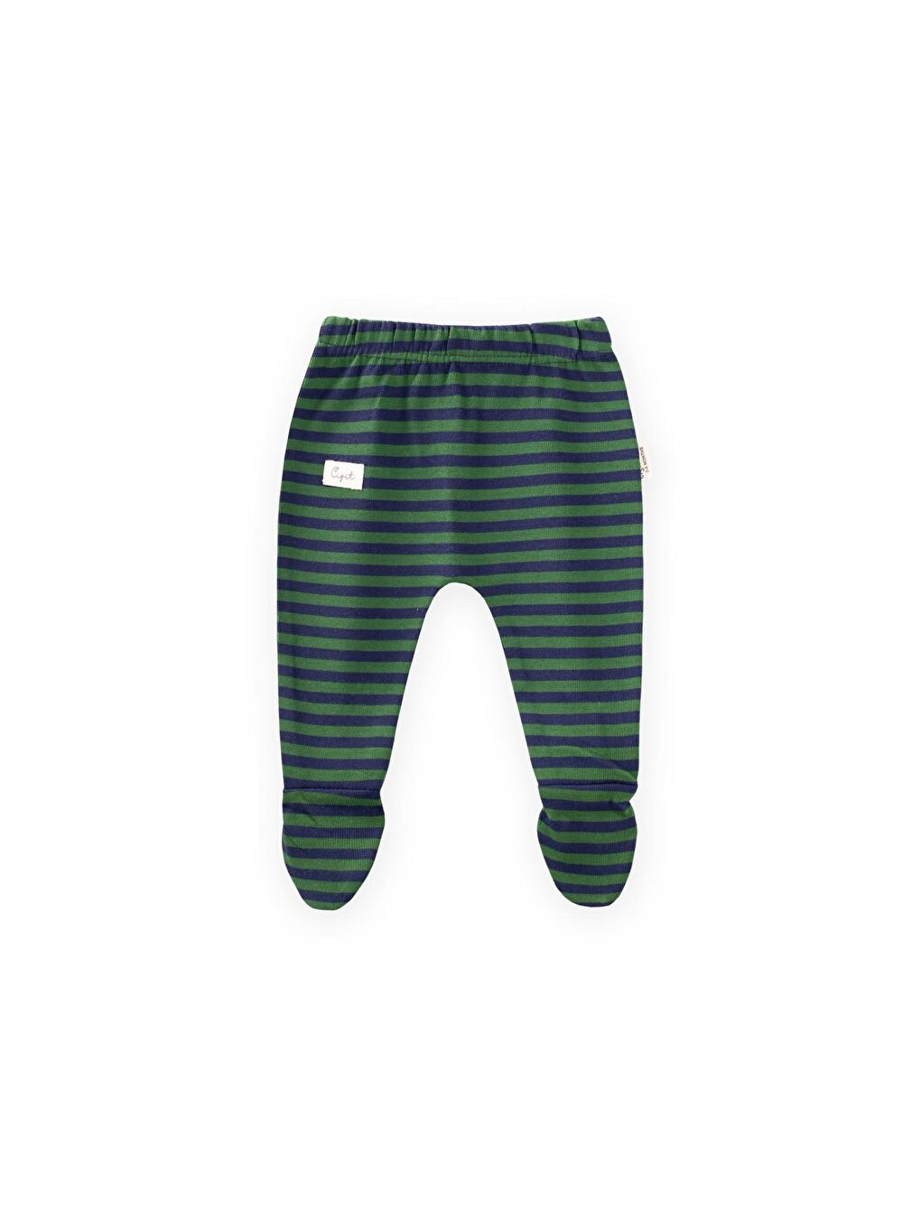 Ayaklı Bebe Pantolon 0-6 Ay Haki Lacivert Çizgili