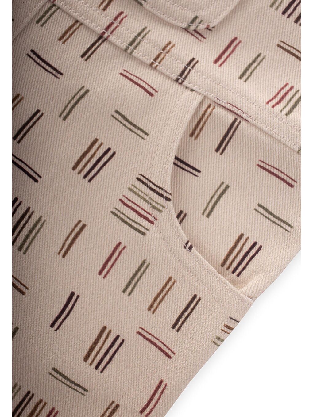 Desenli Gabardin Salopet 2-7 Yaş Ekru Çizgili-2