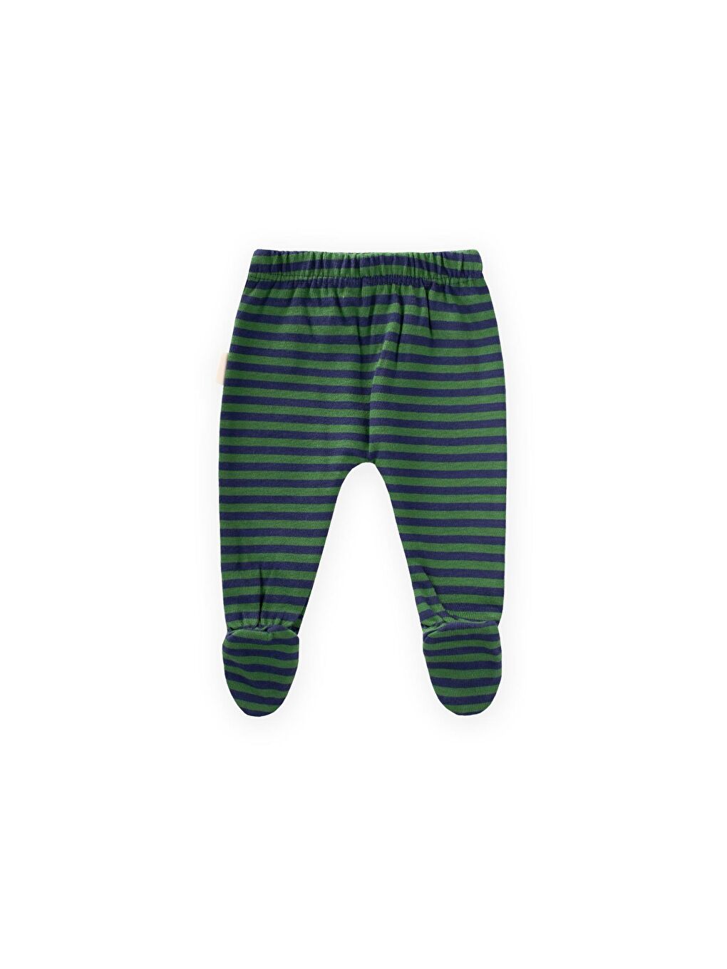 Ayaklı Bebe Pantolon 0-6 Ay Haki Lacivert Çizgili-1