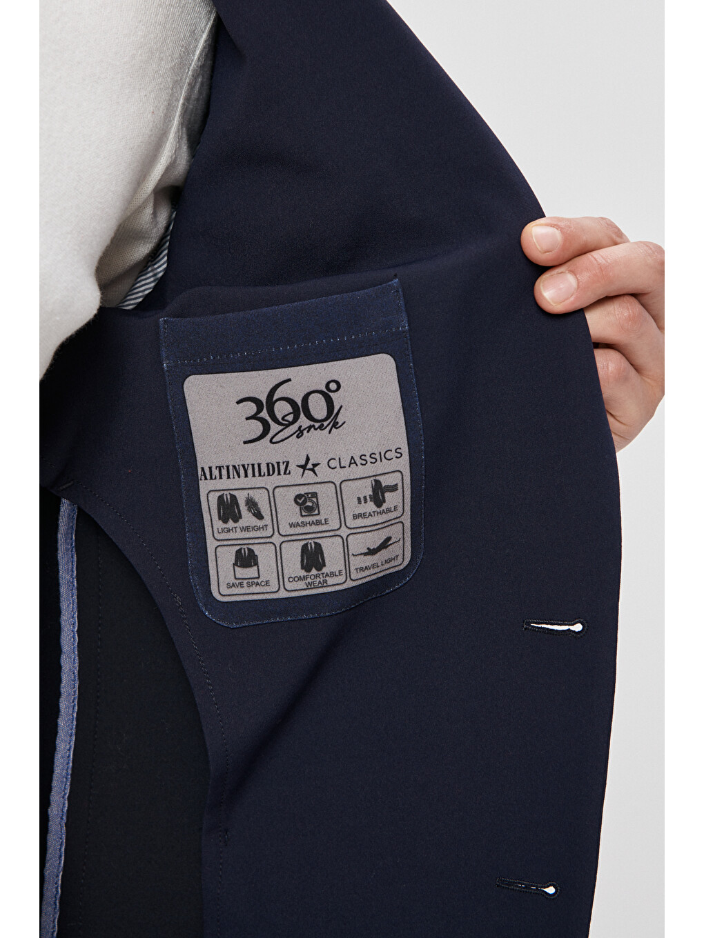 Erkek Lacivert Slim Fit Dar Kesim Mono Yaka Desenli Takım Elbise-2