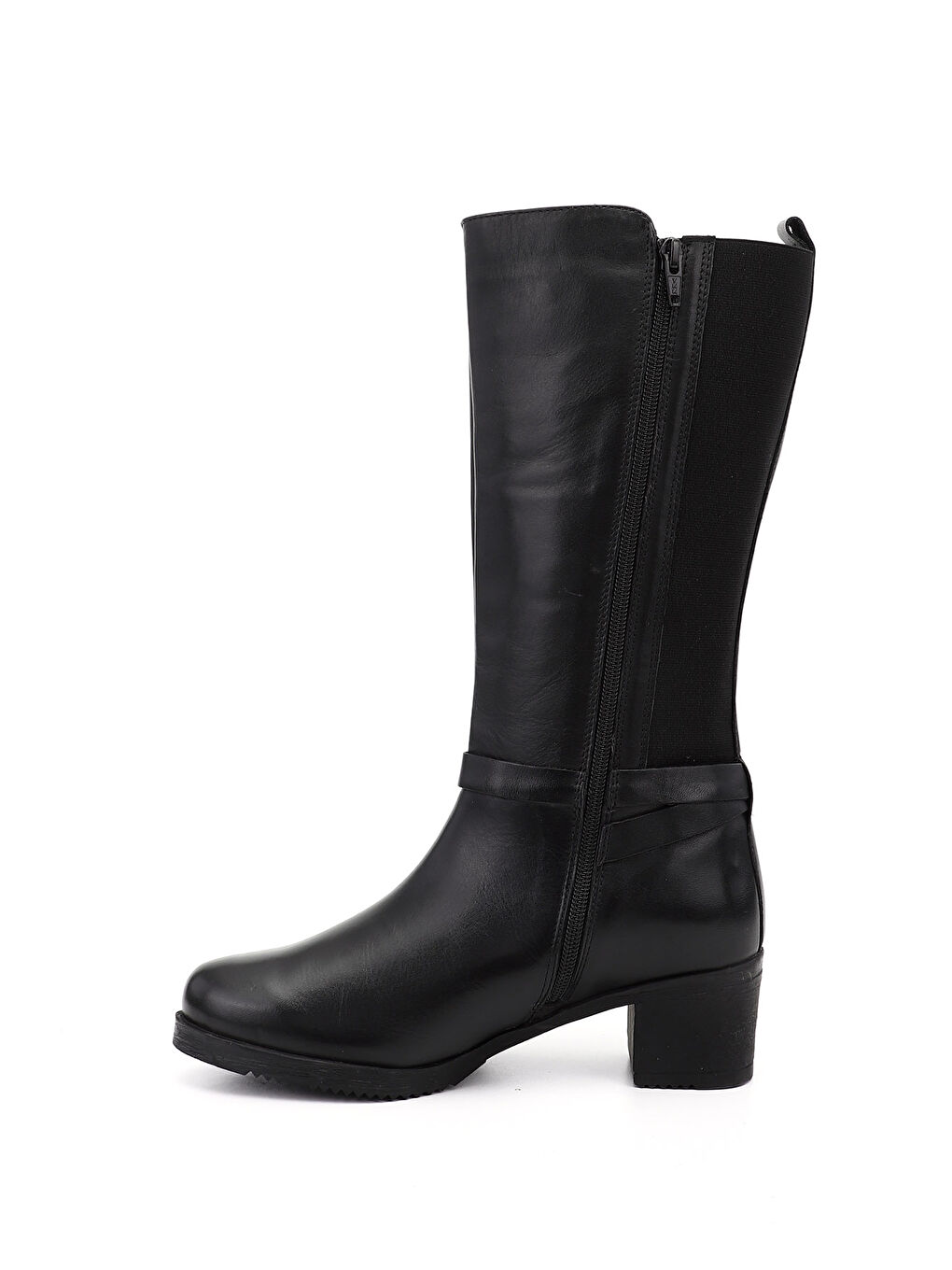 Siyah Kadın AÇIK SİYAH Kalın Topuklu Hakiki Deri Çizme-2