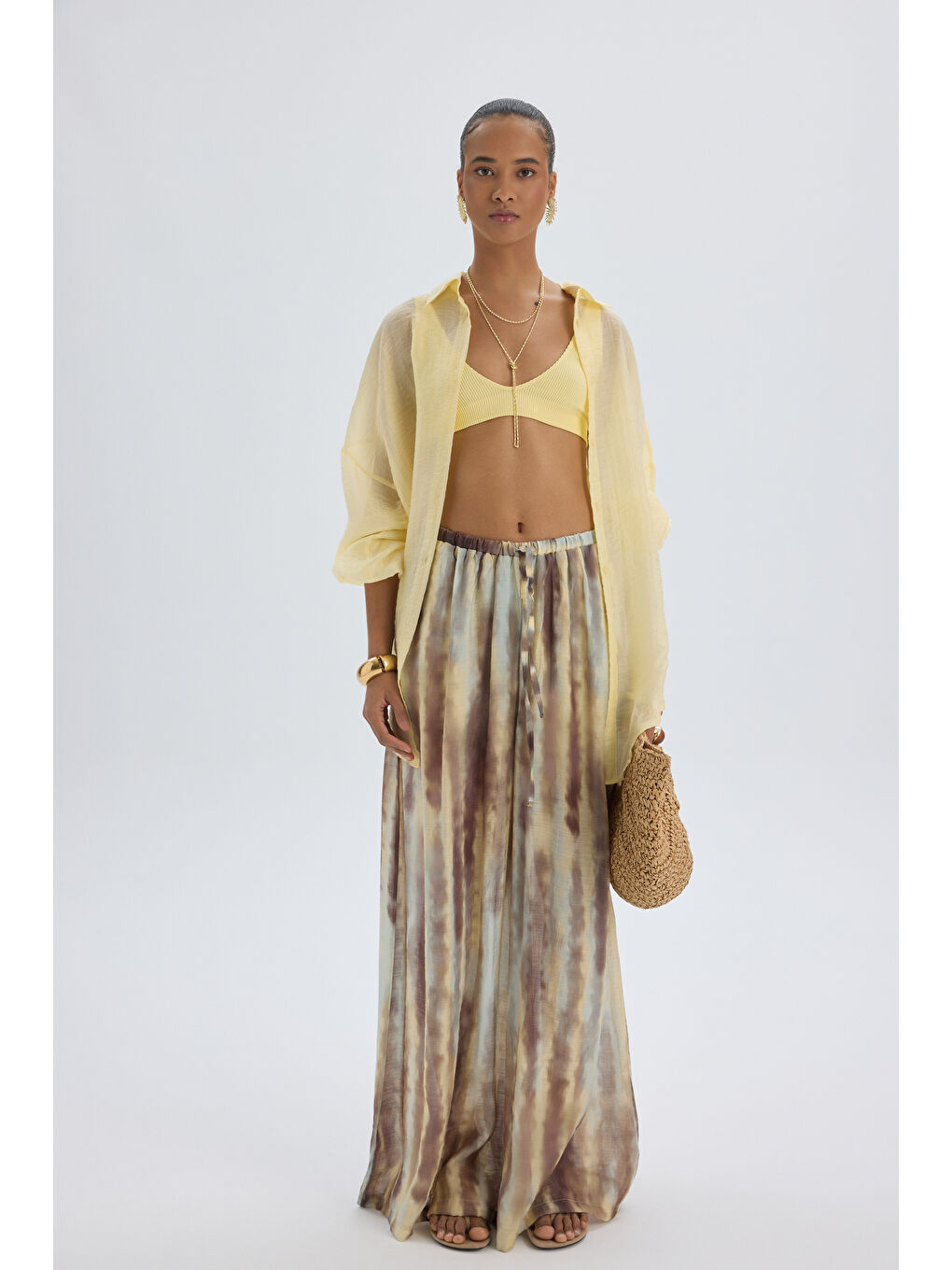 Kahverengi Soretta İnce Dökümlü Kahve Pantolon-1