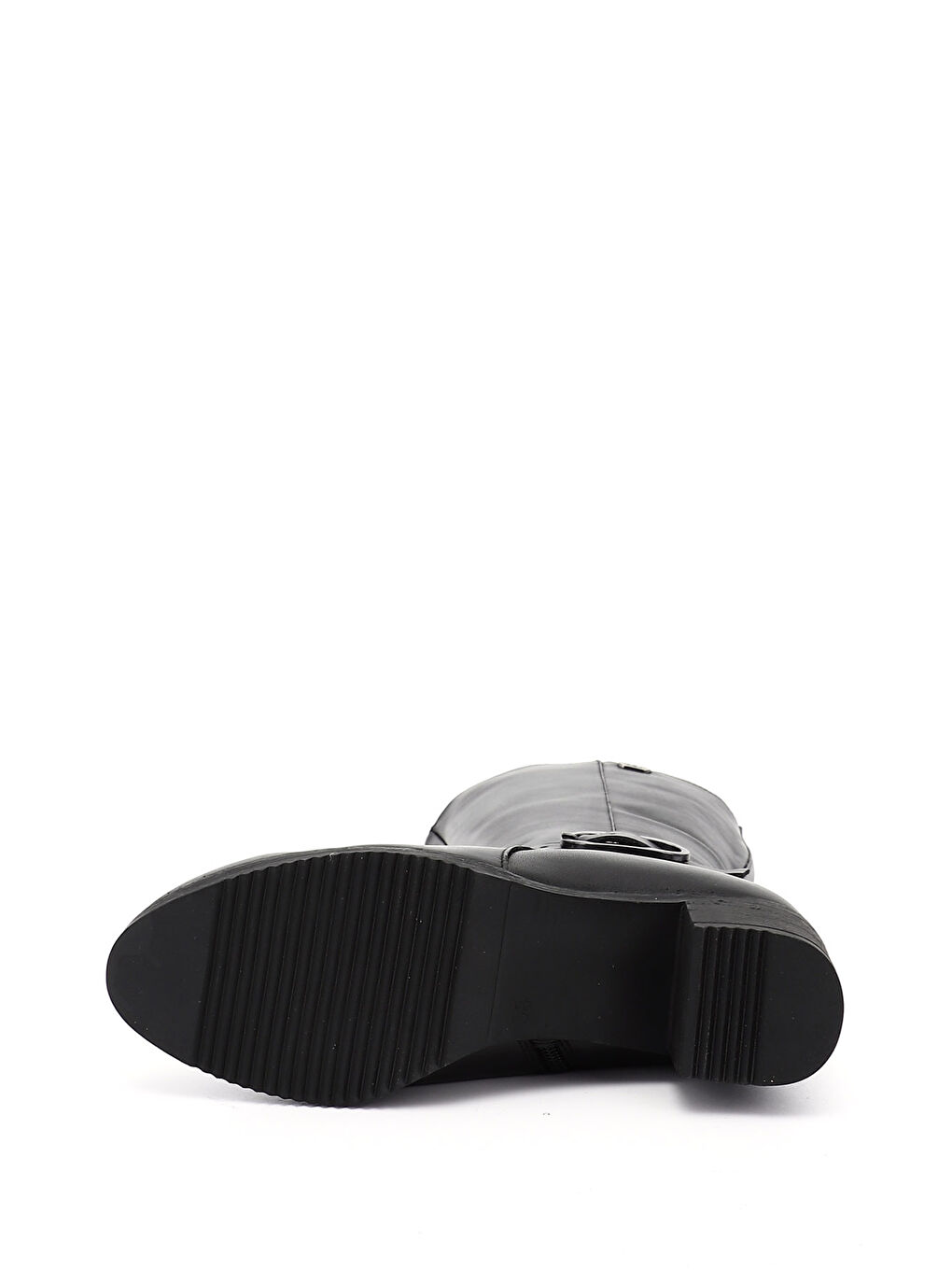 Siyah Kadın AÇIK SİYAH Kalın Topuklu Hakiki Deri Çizme-3