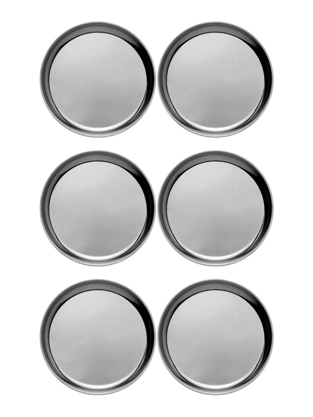 Gri Mini Metal Çerezlik, Sosluk, Lokumluk, Sunumluk Mini Tabak - 14 Cm - 6 Adet