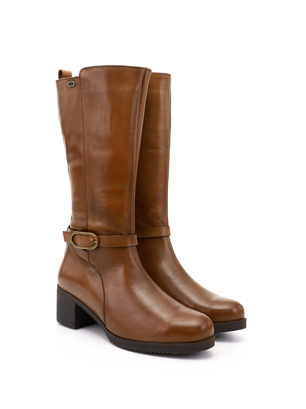 Kahverengi Kadın KAHVERENGİ-TABA Kalın Topuklu Hakiki Deri Çizme-1