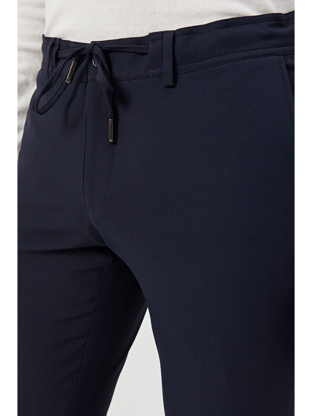 Erkek Lacivert Slim Fit Dar Kesim Mono Yaka Desenli Takım Elbise-5