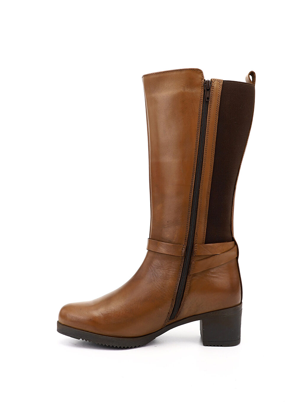 Kahverengi Kadın KAHVERENGİ-TABA Kalın Topuklu Hakiki Deri Çizme-2