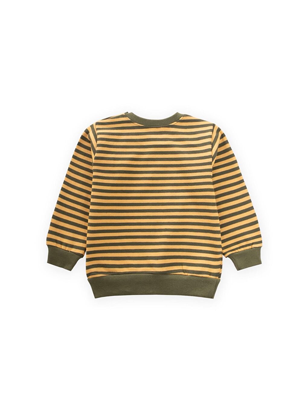 Sarı Çizgili Triko Sweatshirt 0-4 Yaş Hardal Haki-1