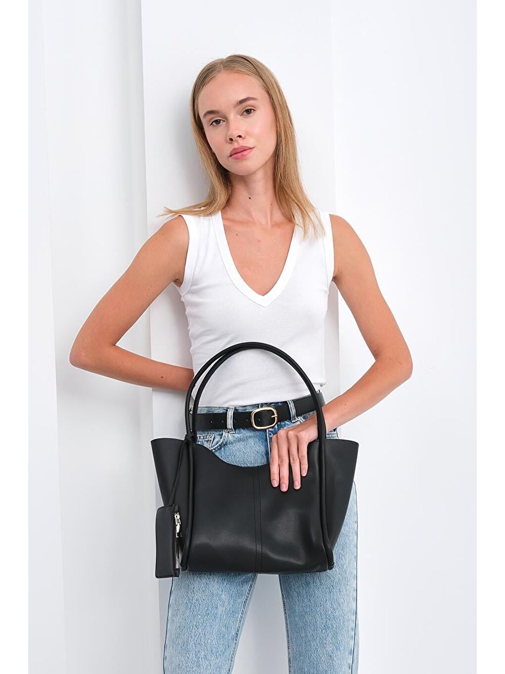 Halsey Cüzdanlı Omuz Çantası Siyah-1