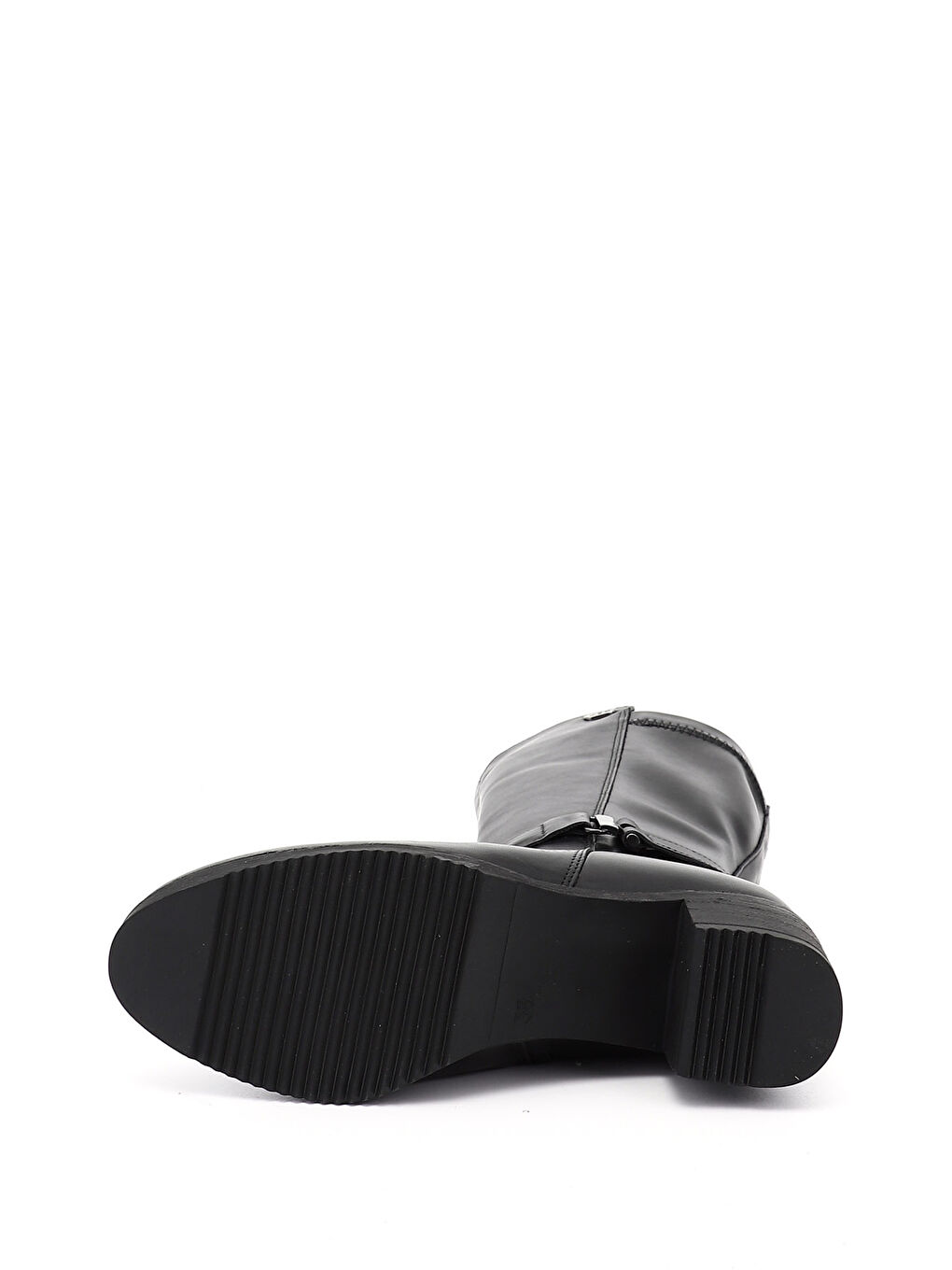 Siyah Kadın AÇIK SİYAH Kalın Topuklu Hakiki Deri Çizme-3