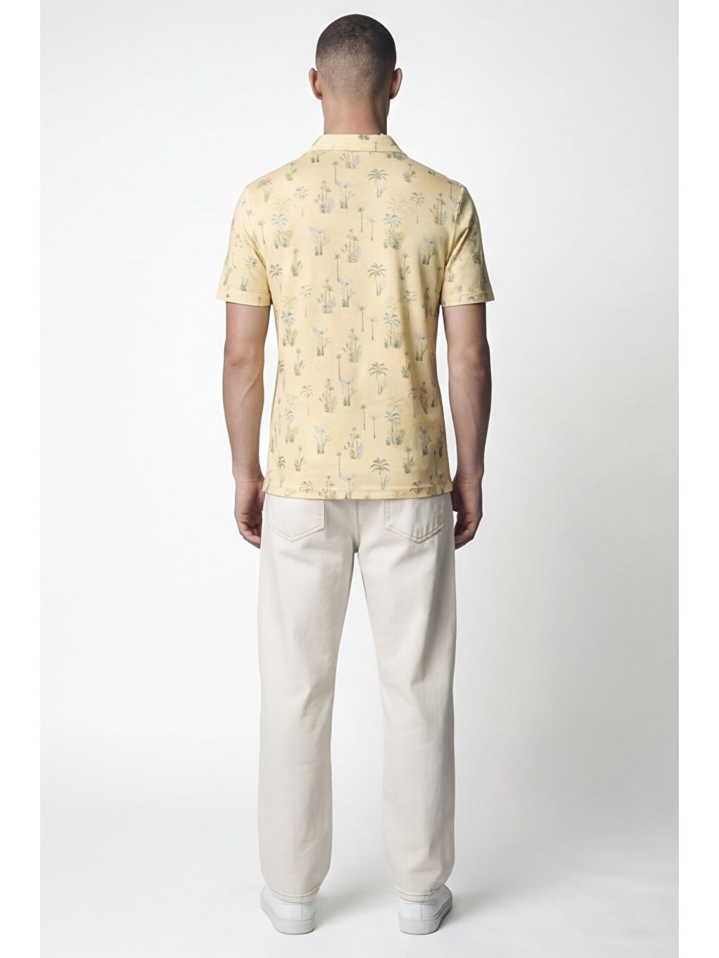 Giotelli Erkek Sarı Dar Kesim Slim Fit Dokuma Desenli Kısa Kollu Polo Yaka Tişört-3