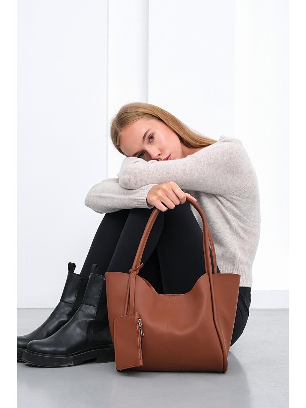 Kahverengi Halsey Cüzdanlı Omuz Çantası Taba