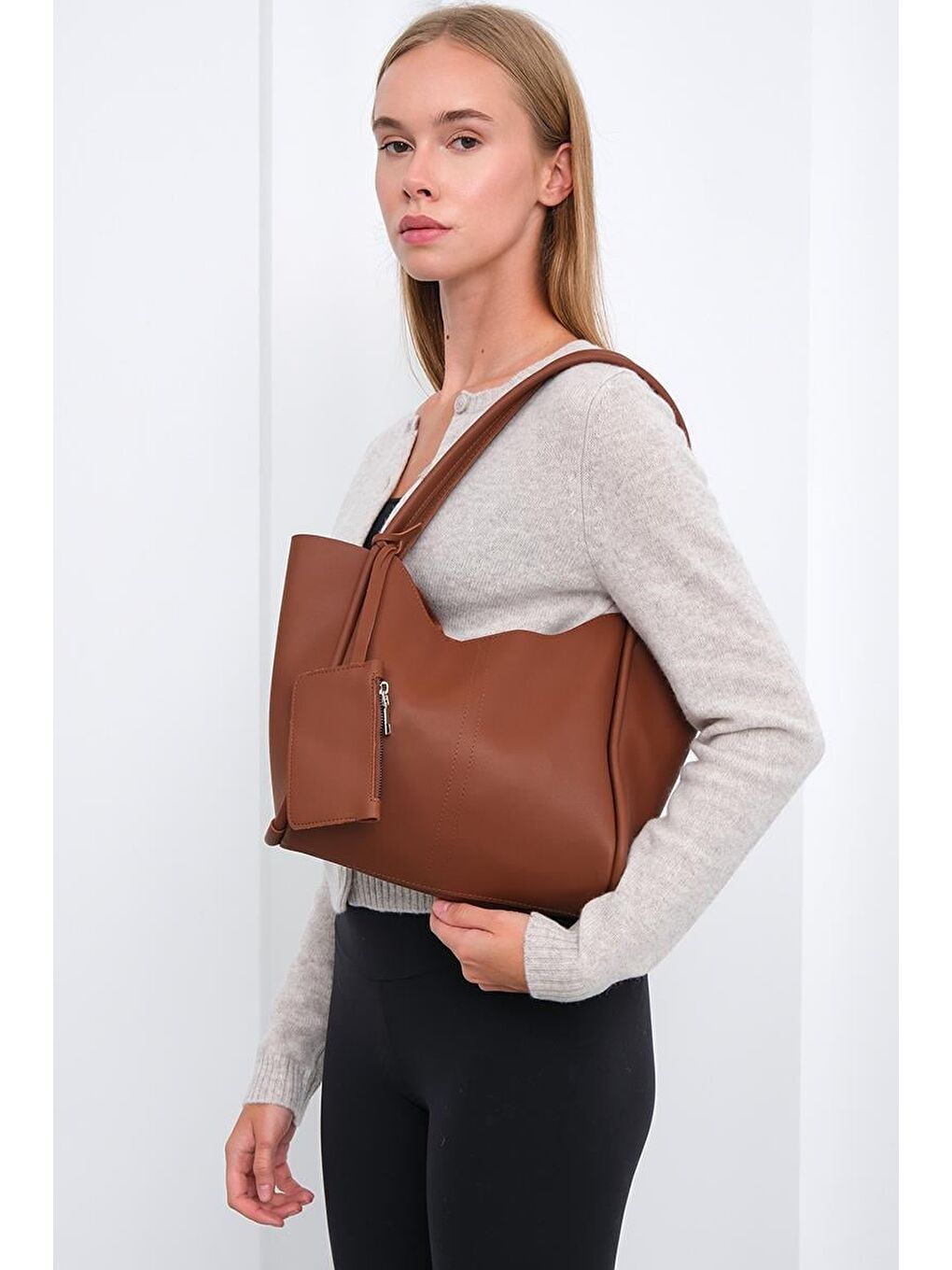 Kahverengi Halsey Cüzdanlı Omuz Çantası Taba-1