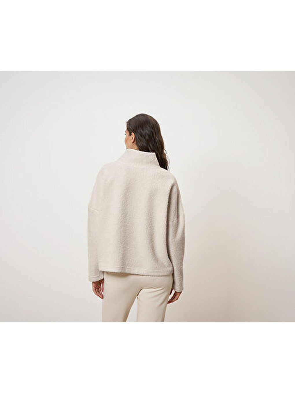 Beyaz Kadın Yumuşak Kazak, Pelüş-1