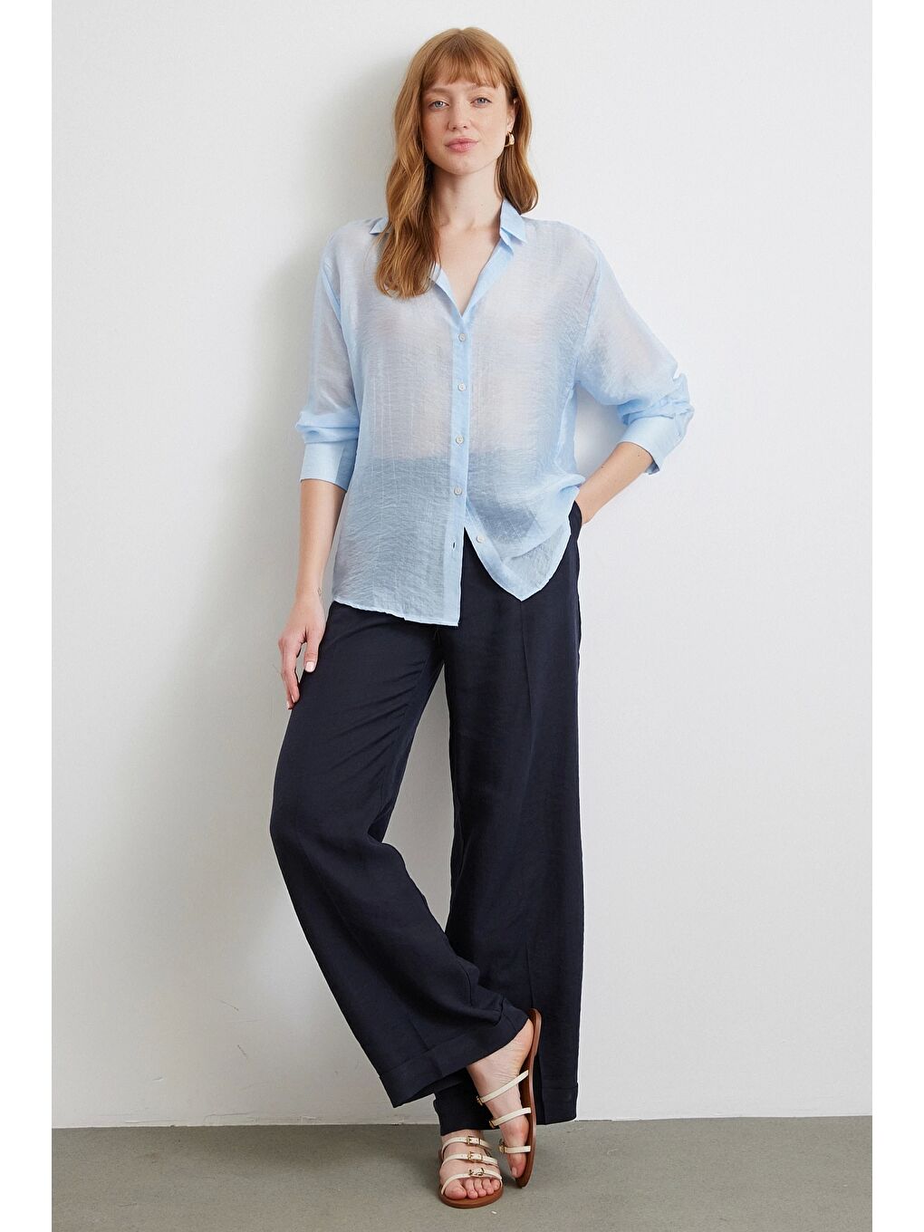 İnce Modal Gömlek Mavi-2