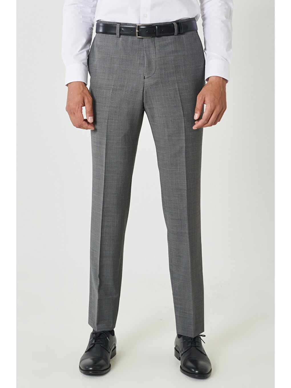 Erkek Siyah-gri Slim Fit Dar Kesim Mono Yaka Desenli Takım Elbise-6