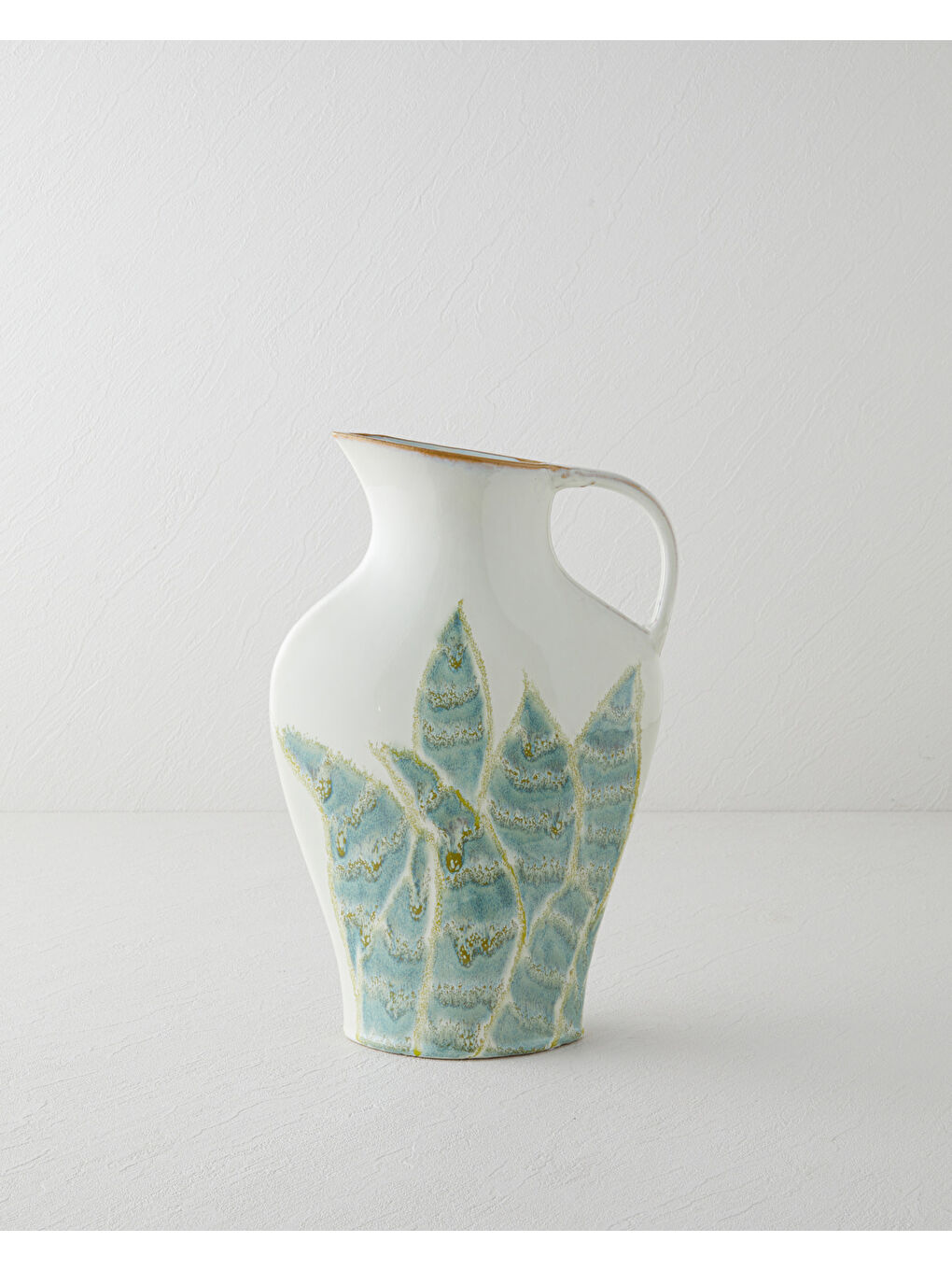 Gri Leafy Stoneware Vazo 34 cm GRİ-YEŞİL