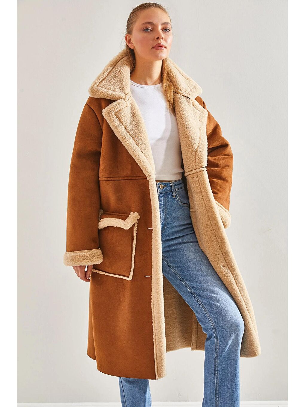 Kahverengi Kadın Uzun Lamine Mont 2346 60141003