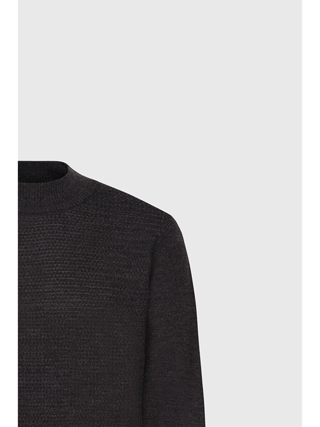 Erkek Antrasit-Melanj Yünlü Sıcak Tutan Standart Fit Yarım Balıkçı Yaka Petek Dokulu Triko Kazak-6