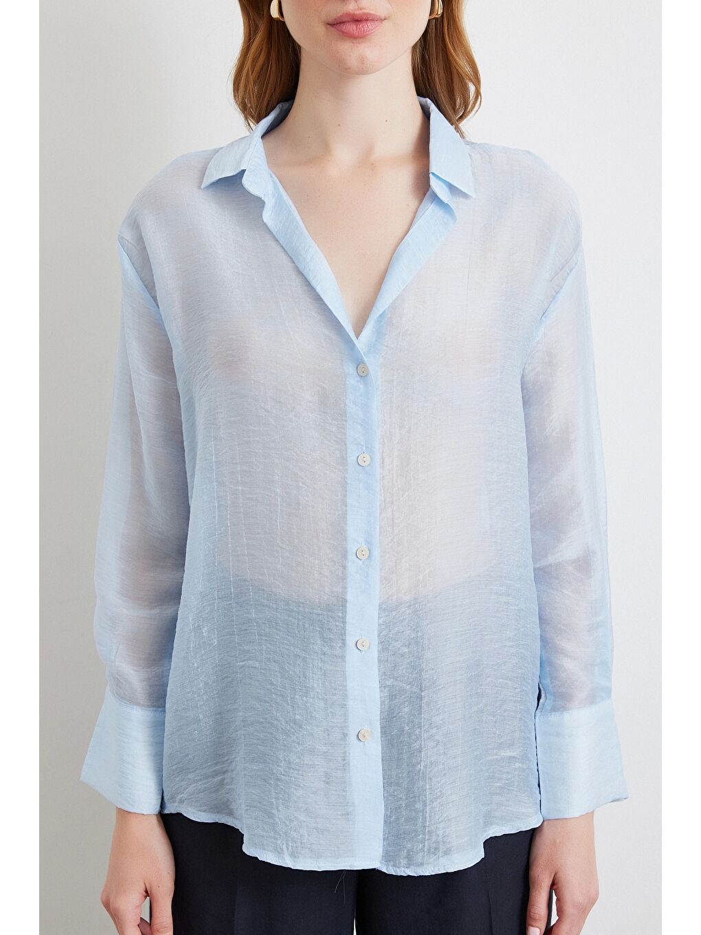 İnce Modal Gömlek Mavi-4