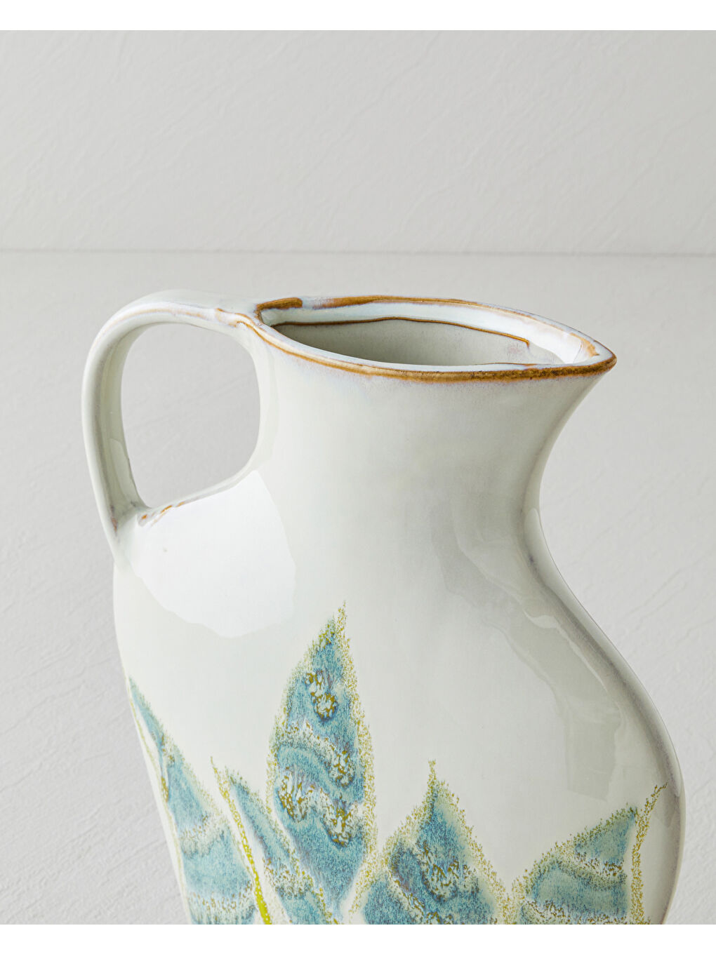 Gri Leafy Stoneware Vazo 34 cm GRİ-YEŞİL-2