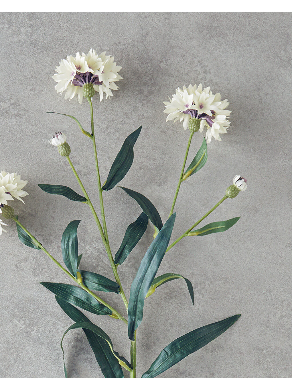 Cornflower Tek Dal Yapay Çiçek 64 cm Beyaz-1
