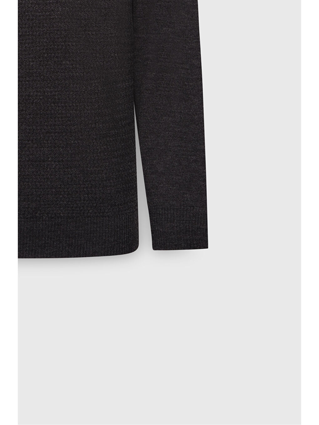 Erkek Antrasit-Melanj Yünlü Sıcak Tutan Standart Fit Yarım Balıkçı Yaka Petek Dokulu Triko Kazak-7