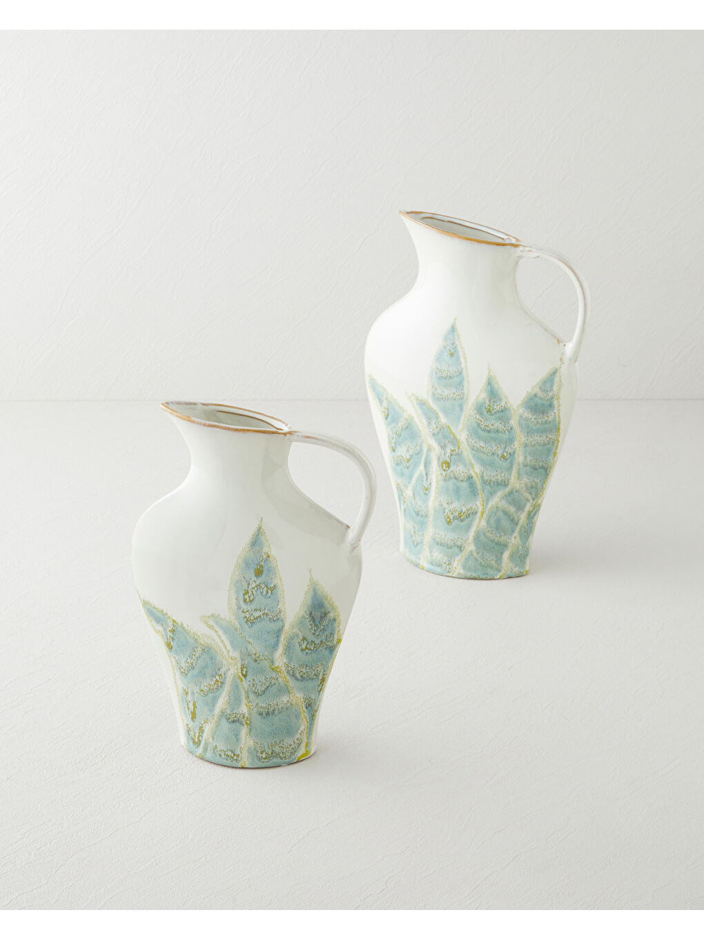 Gri Leafy Stoneware Vazo 34 cm GRİ-YEŞİL-3