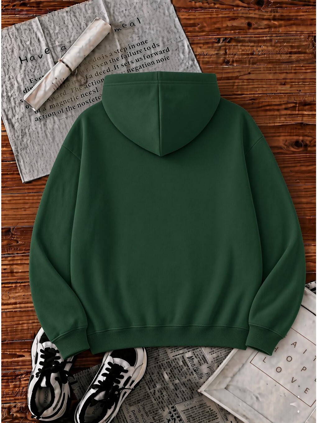 Yeşil Sw Strawberries Yes, Please." Ön Baskılı Renkli Kadın Kapüşonlu Sweatshirt-1