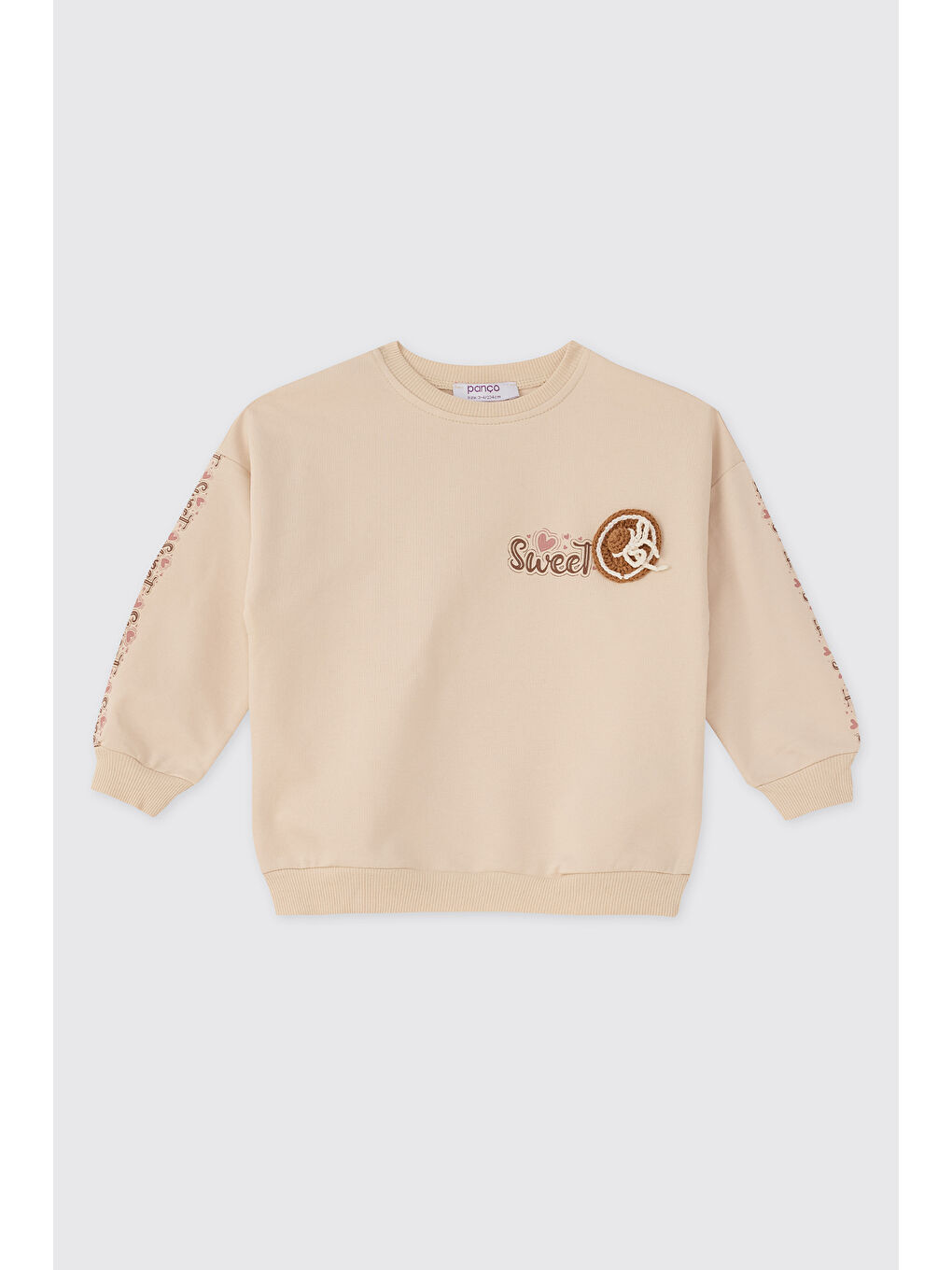 Bej Kız Bebek Taş Sweatshirt