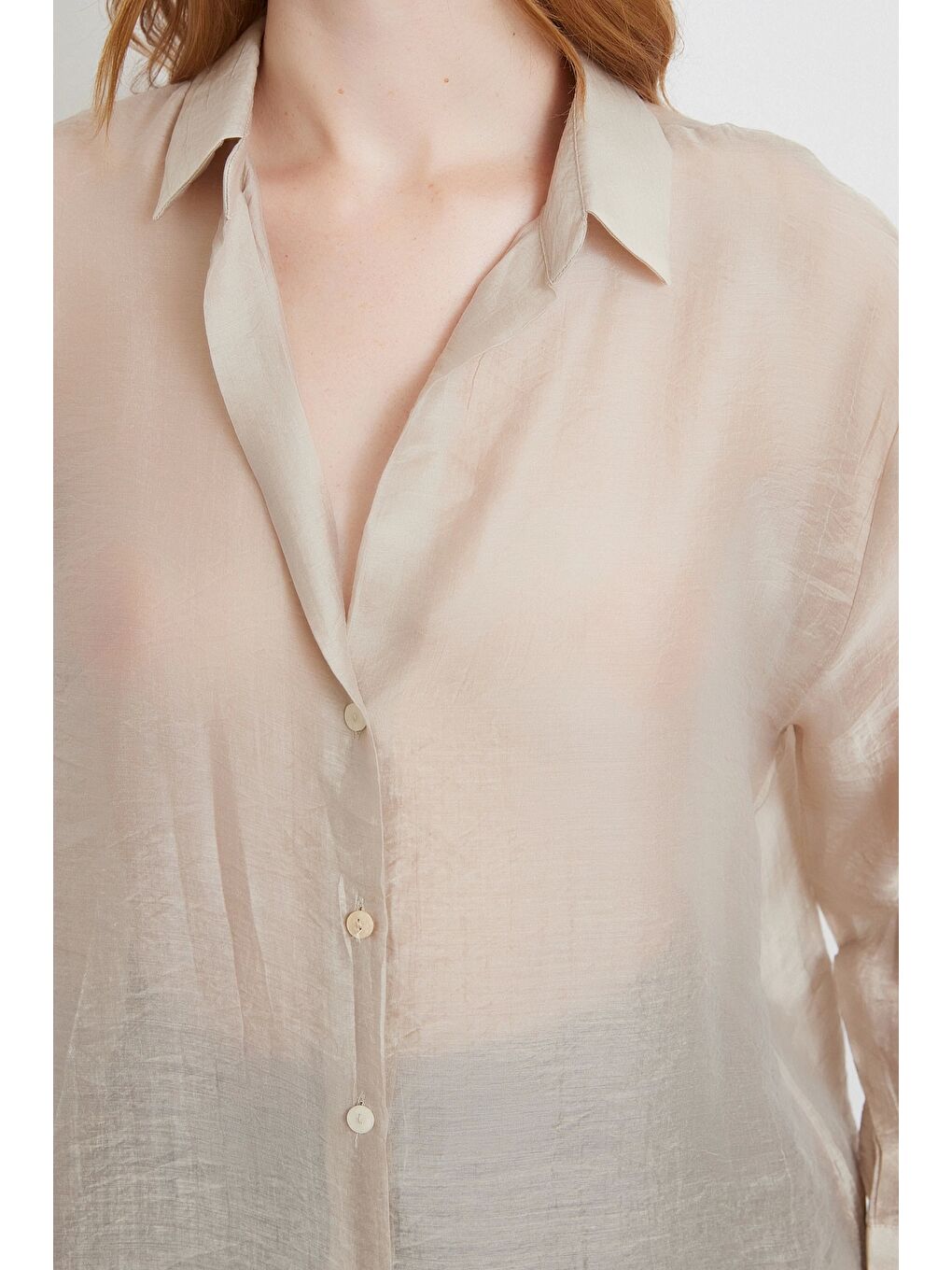 İnce Modal Gömlek Bej-4