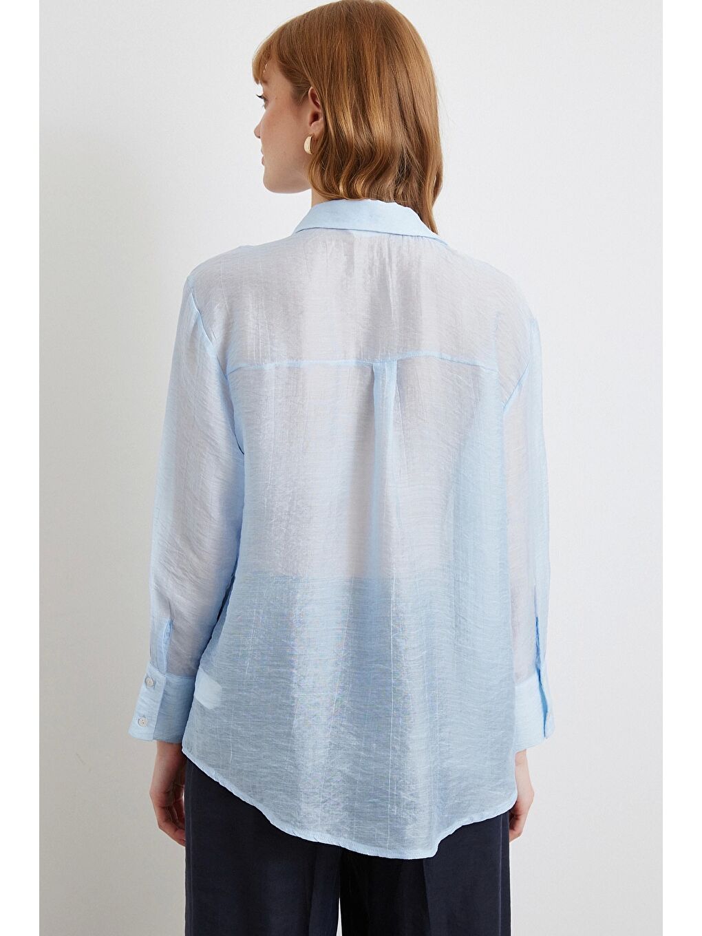 İnce Modal Gömlek Mavi-5
