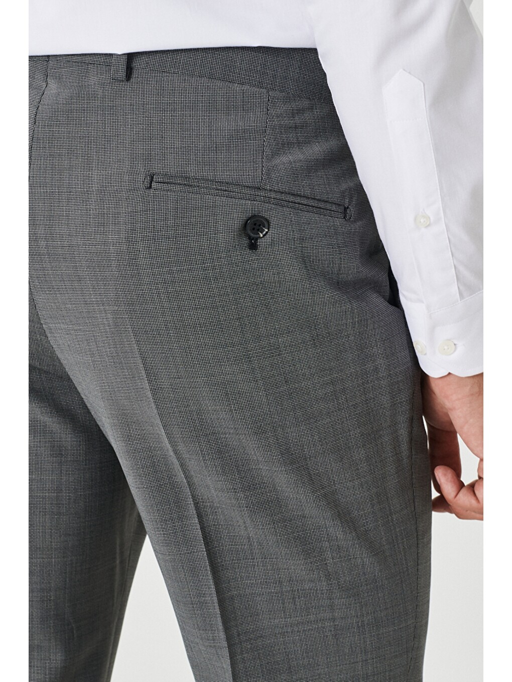 Erkek Siyah-gri Slim Fit Dar Kesim Mono Yaka Desenli Takım Elbise-8