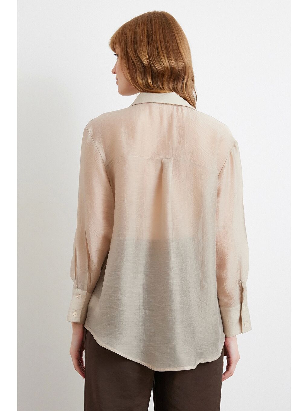 İnce Modal Gömlek Bej-5