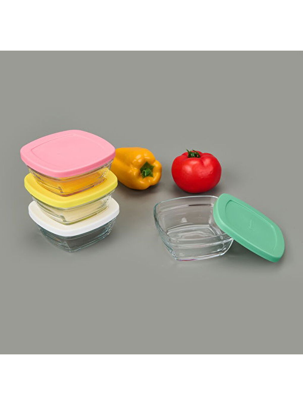 Karışık Paşabahçe Glass 4 You 4'lü Kapaklı Cam Saklama Kabı - Renkli - 310 ml-2