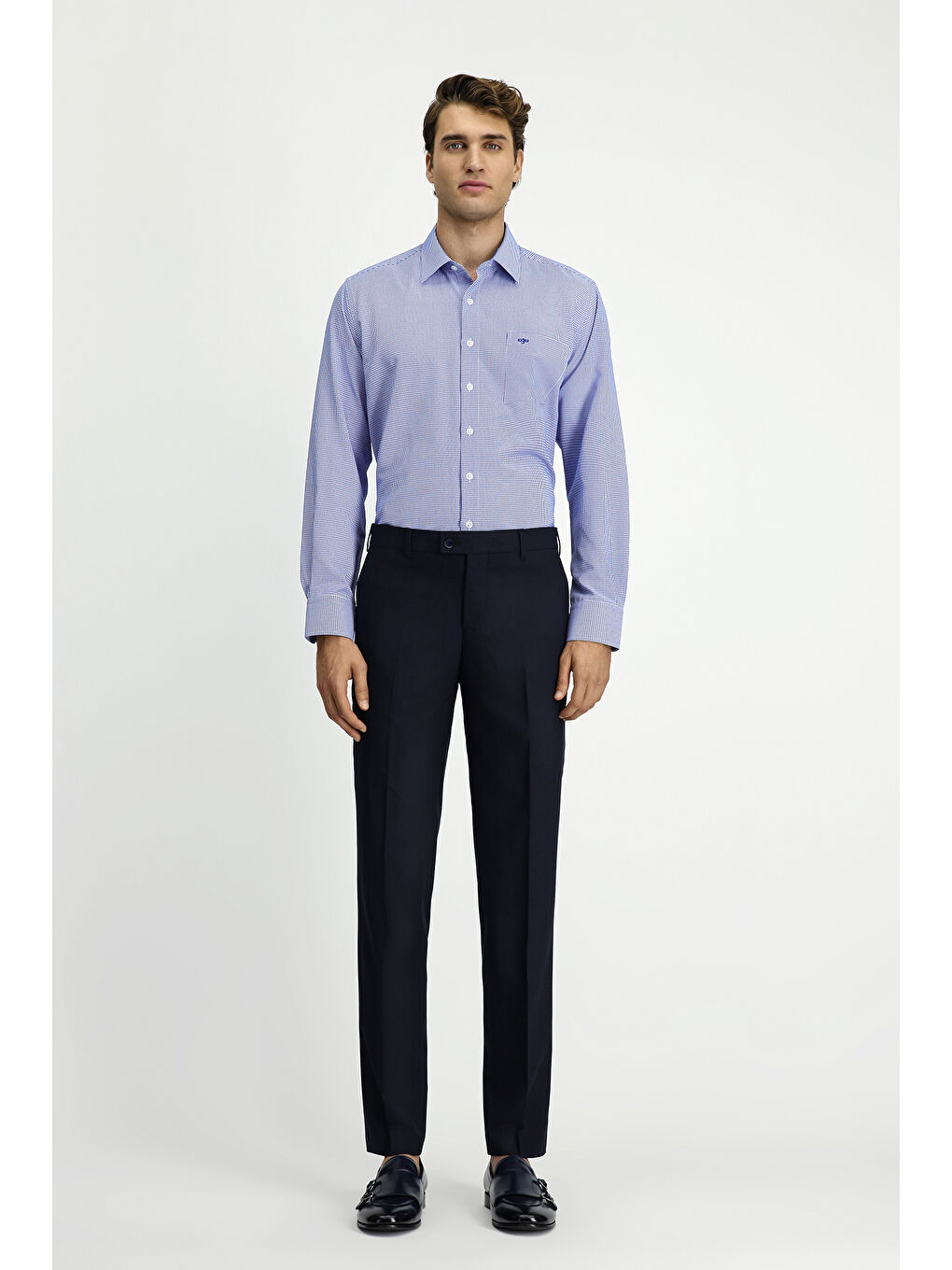 Lacivert Regular Fit Yünlü Klasik Kumaş Pantolon