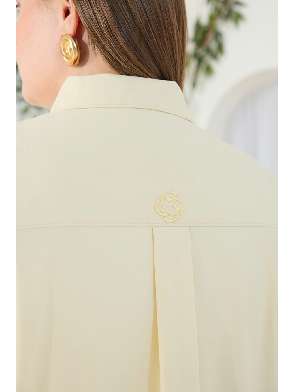 Sarı Logo Detaylı Pamuklu Gömlek-5