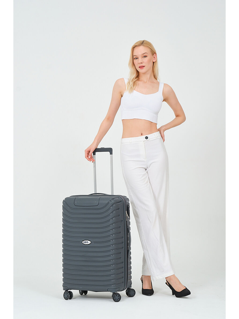 Gri Orta Boy Füme PP Valiz-1