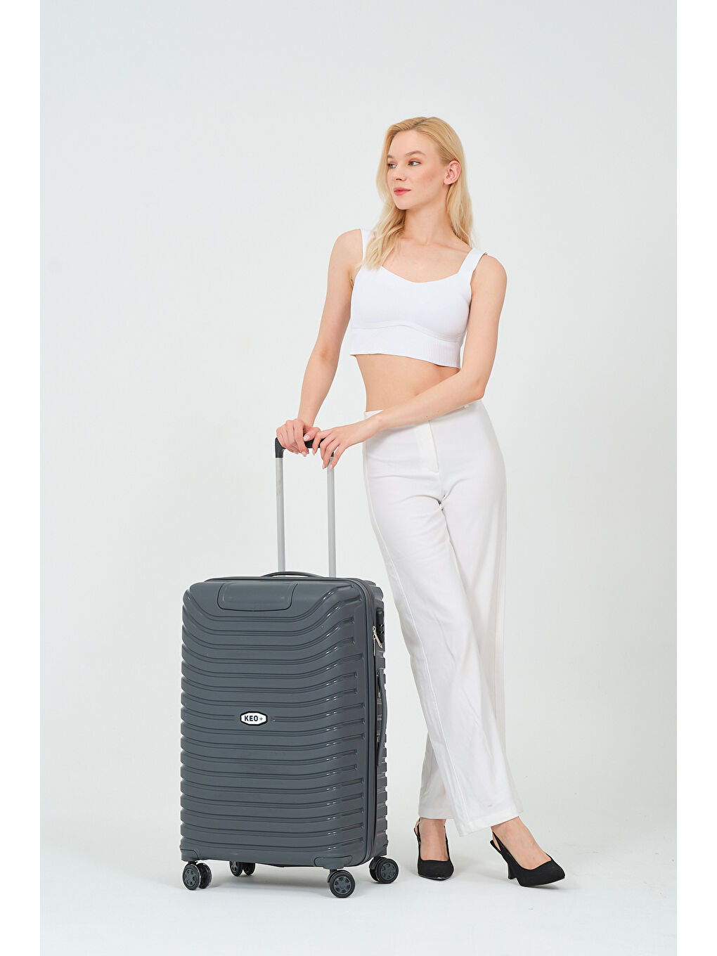 Gri Orta Boy Füme PP Valiz-2