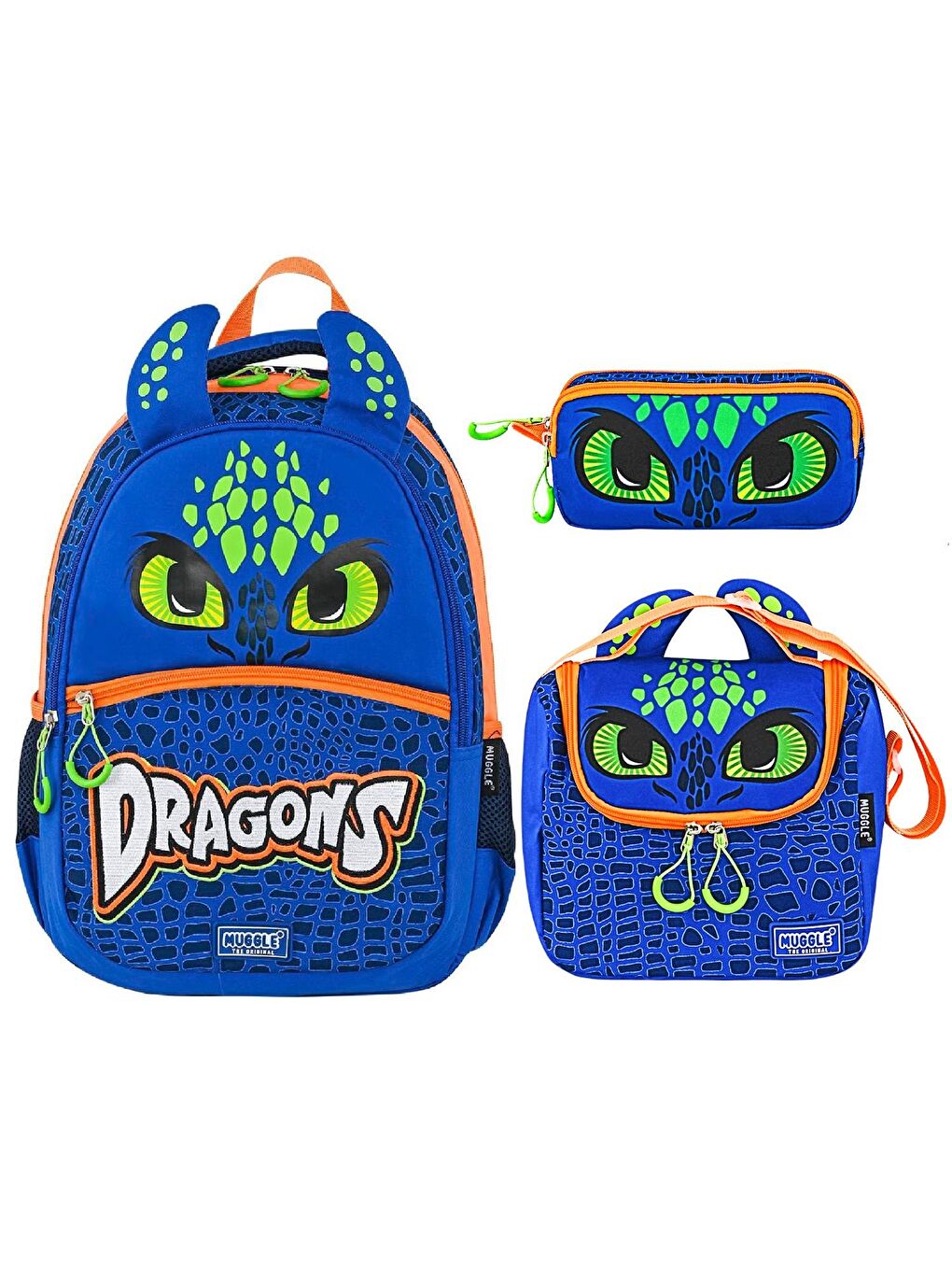 3 Bölmeli Dragons Okul Sırt Çantası+Beslenme Çantası+Kalemlik