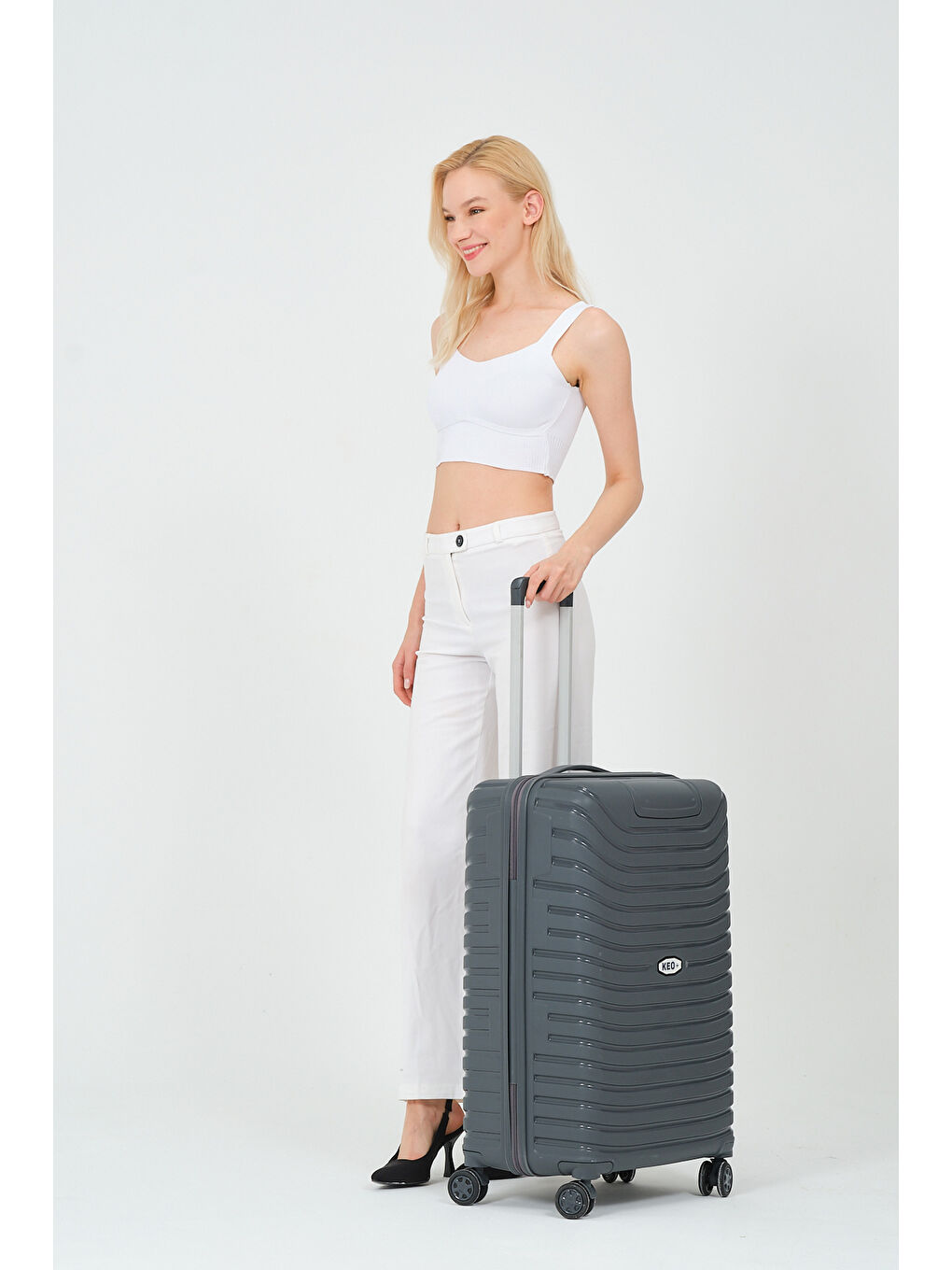 Gri Orta Boy Füme PP Valiz-3