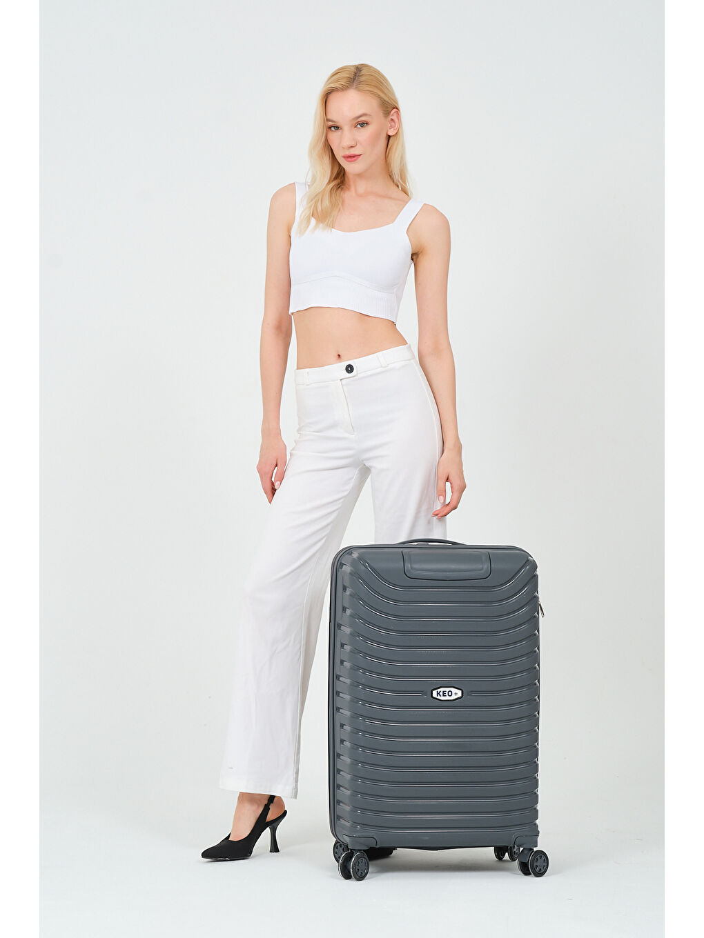 Gri Orta Boy Füme PP Valiz-5