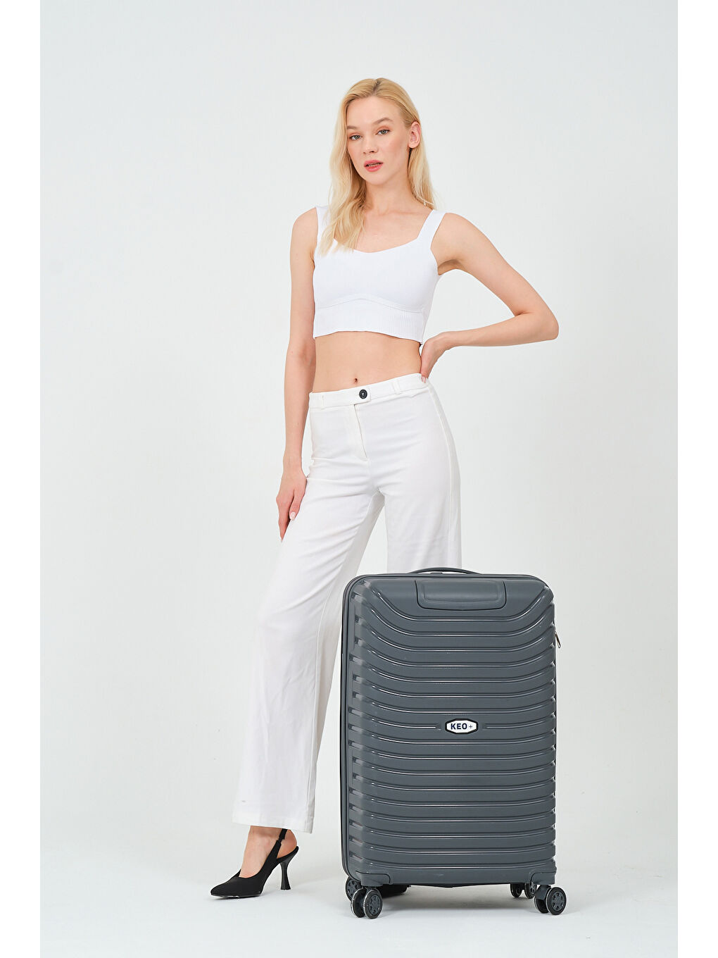 Gri Orta Boy Füme PP Valiz-6