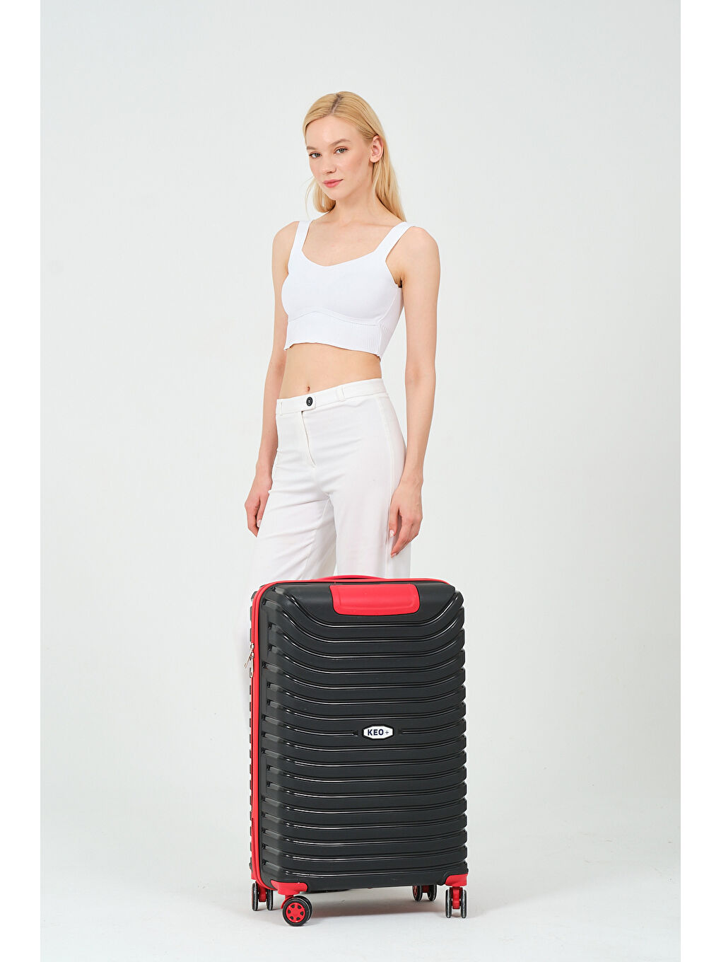 Orta Boy Siyah-Kırmızı PP Valiz-4