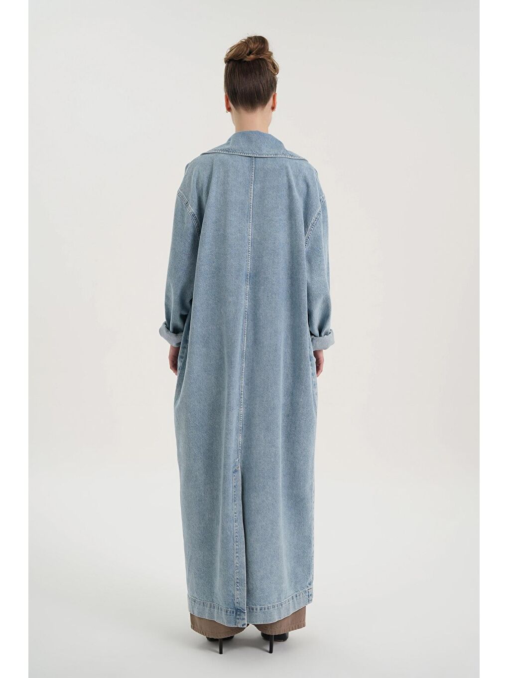 Açık Mavi Uzun Oversize Jean Trençkot C 4538-136-4