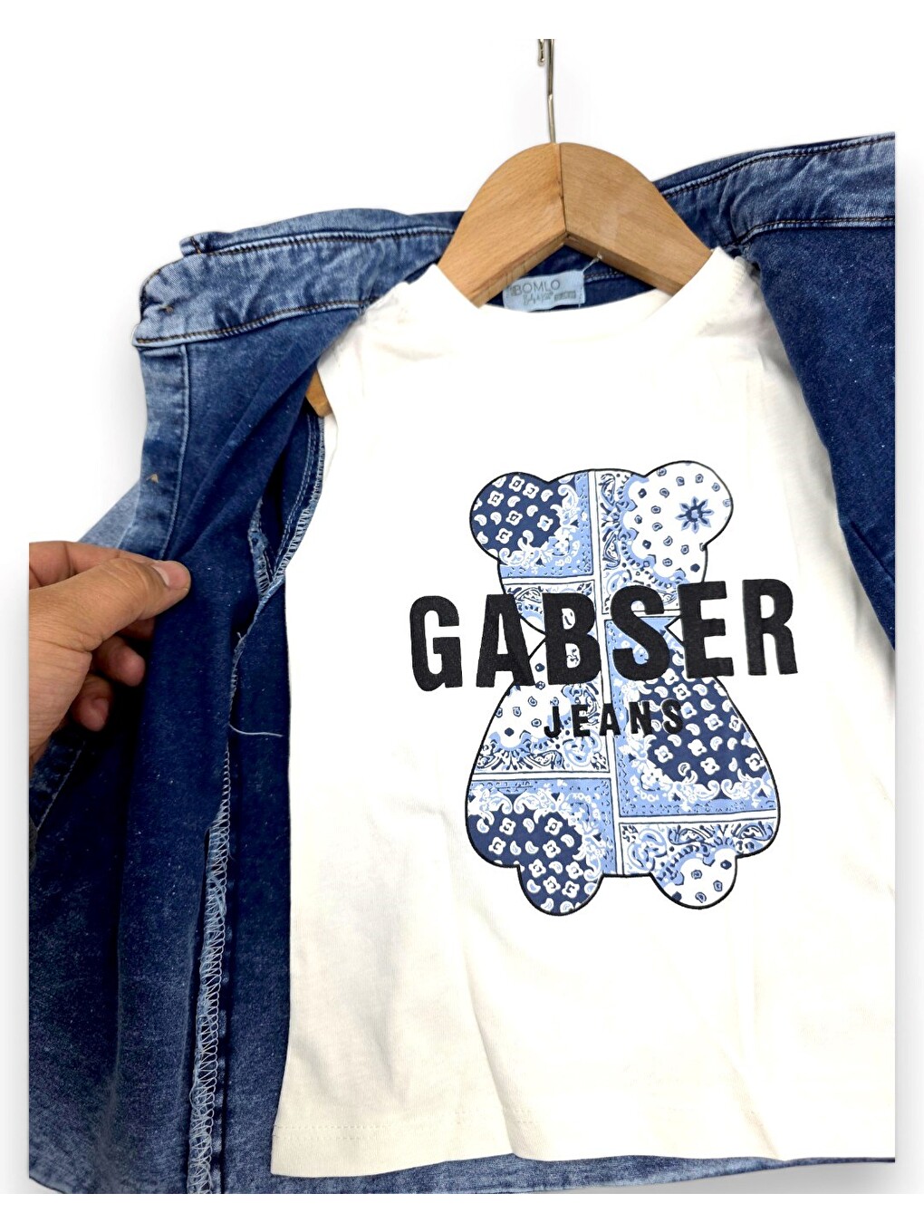 Mavi Erkek Bebek Jean Gömlekli 6-9-12-18-24 Aylık Keten Şortlu 3'lü Bayramlık Bebek Takımı-6